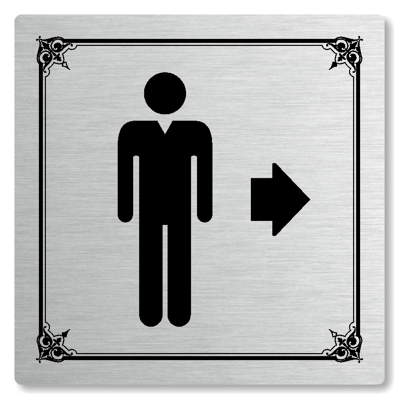 WC muži vpravo, 80x80mm, stříbrná, Nebraska
